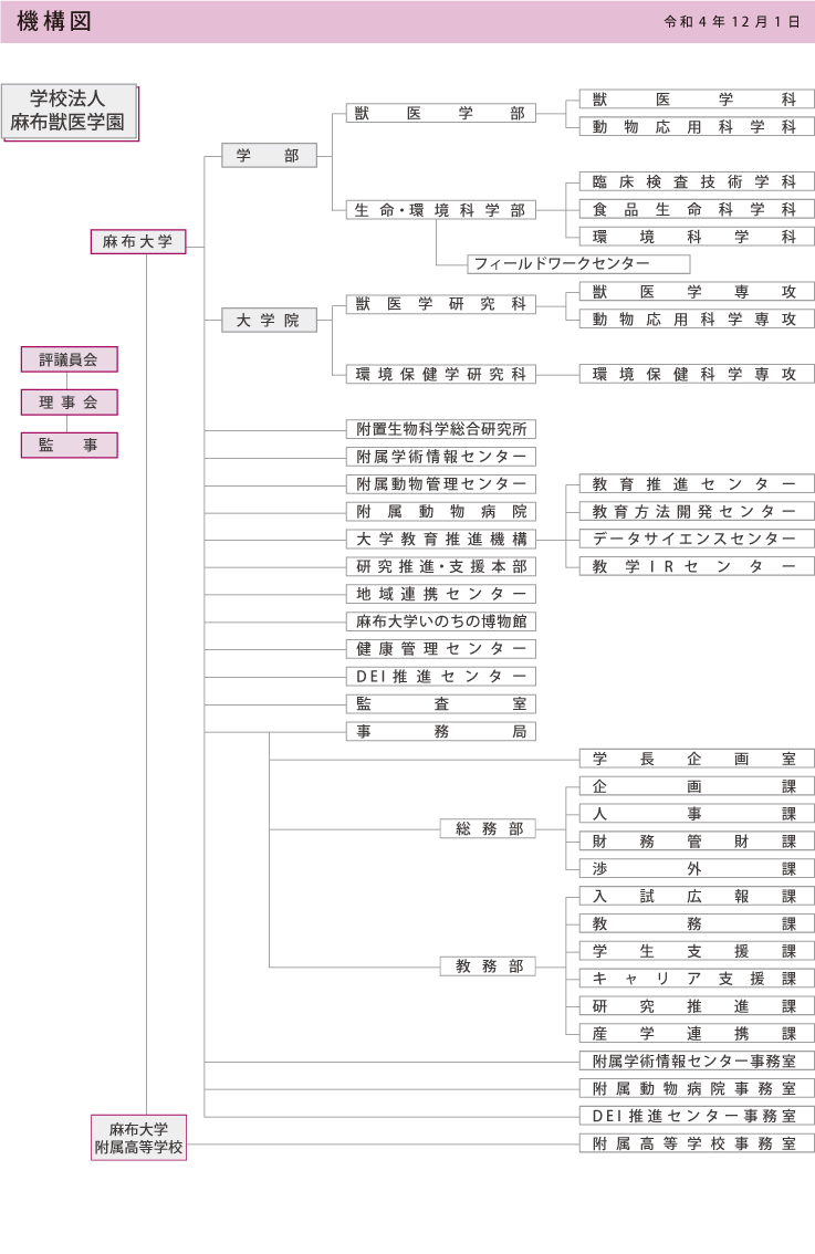 麻布大学機構図