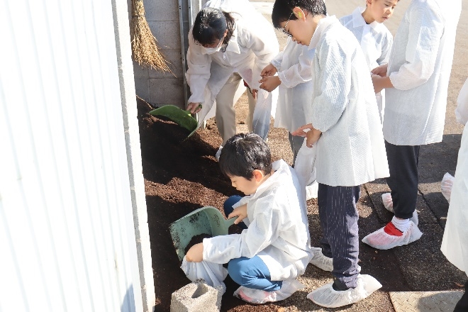 淵野辺小学校が堆肥施設を見学